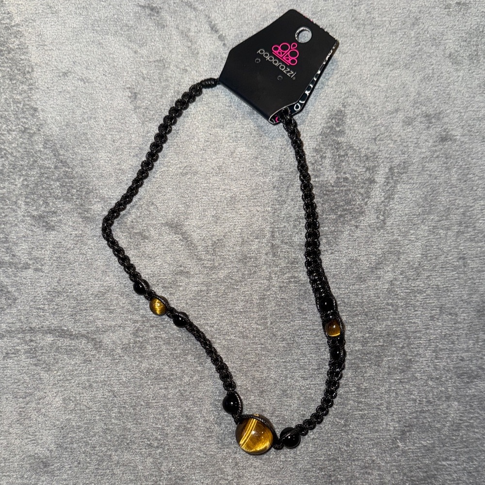 Paparazzi- NWT Black and Brown Tiger Eye Necklace Unisex - Picture 3 of 8